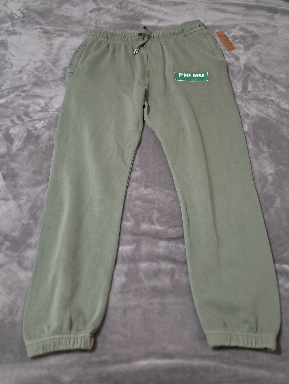 Lane Seven Unisex Green PHI MU Sorority Sweatpants Olive Drawstring Jogger Small
